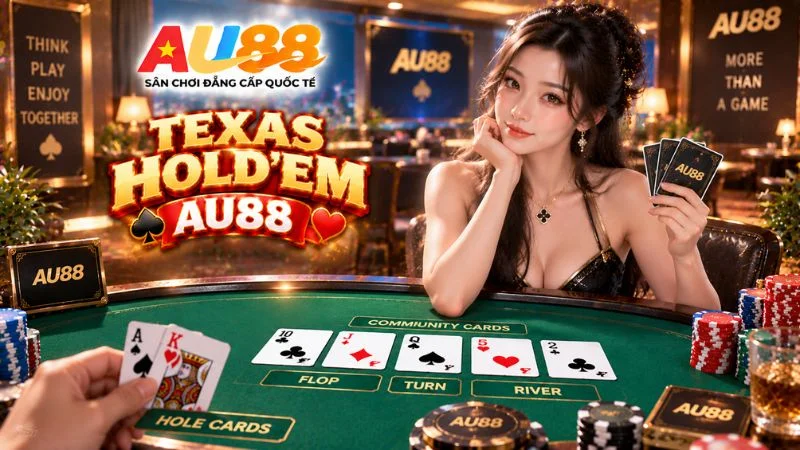 Texas Hold'em AU88 – Luật Chơi Poker, 4 Vòng Cược & Thứ Hạng Bài